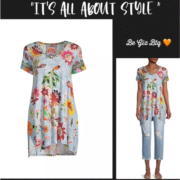 Johnny Was Floral V-Neck Paisley Floral Print Tunic Top Size X Large - Picture 3 of 12